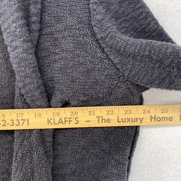 EILEEN FISHER Cardigan XL Organic Cotton Slub Shawl Draped Open Front Gray - Picture 12 of 14